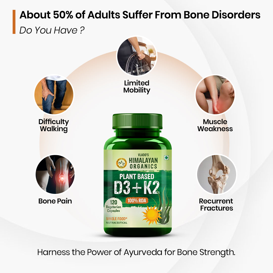 Vlado's Himalayan Organics Plant Based D3 + K2 600iu - 120 Veg Capsules