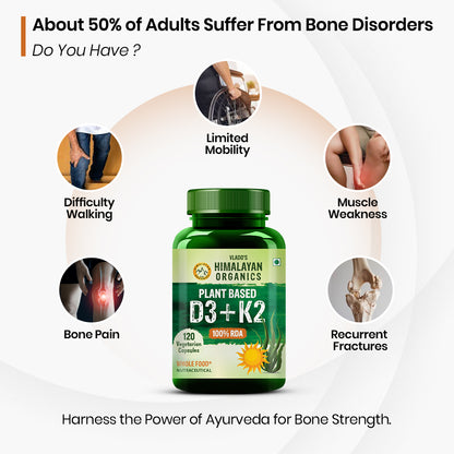 Vlado's Himalayan Organics Plant Based D3 + K2 600iu - 120 Veg Capsules