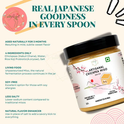 Alla's Posh Flavors Authentic Japanese Miso Paste | Formulated & Made under Japanese Guidance In India | No Preservatives | 100% Natural, Unpasteurized & Rich in Live Koji Probiotics (Non-Soy Chickpea Miso, 250 Grams)
