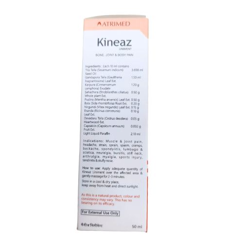 Atrimed Kineaz Pain Relief Oil – Extra Strong with Red Oil – For Muscle, Joint, Knee, Back, Body Pain & Headache – Ayurvedic, Natural, Fast-Acting, 50 ml (Pack of 3)