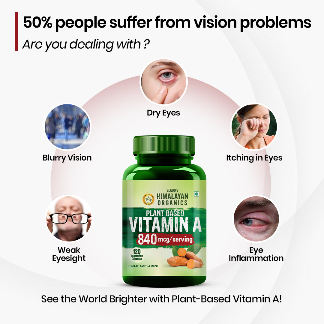 Vlado's Himalayan Organics Plant-Based Vitamin A Supplement | Sourced from Sweet Potato & Triphala | 120 Veg Capsules