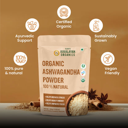 Vlado’s Himalayan Organics Ashwagandha Powder | 100% Organic & Pure | 100g
