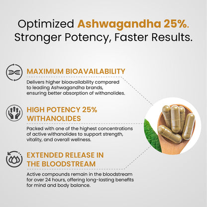 Vlado’s Himalayan Organics Ashwagandha 25% Withanolides – High-Potency 600 mg Extract – Lab-Tested | 30 Capsules