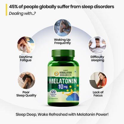 Vlado's Himalayan Organics Melatonin 10mg | Non-Habit Forming Supplement | 120 Veg Tablets