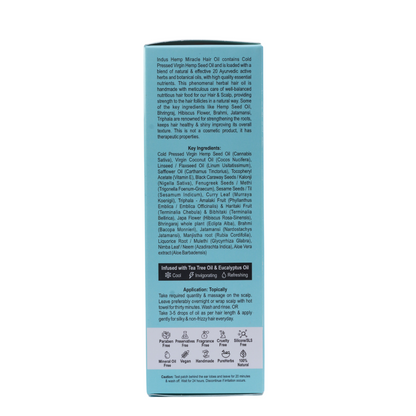INDUS HEMP MIRACLE HEMP HAIR OIL WITH TEA TREE OIL AND EUCALYPTUS OIL, 200ML