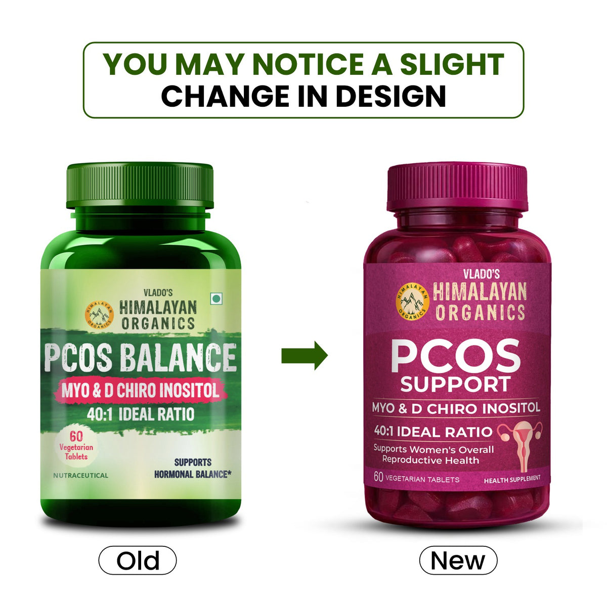 Vlado’s Himalayan Organics Plant-Based PCOS Support Supplement for Women with Myo-Inositol & D-Chiro-Inositol 40:1 Ratio – 60 Veg Tablets