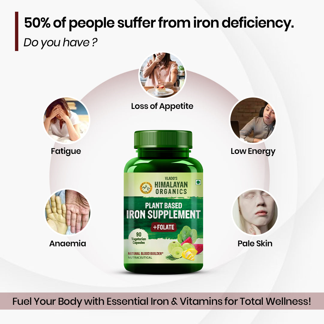 Vlado's Himalayan Organics Plant Based Iron with Folate - 90 Veg Capsules