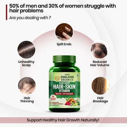 Vlado's Himalayan Organics Plant-Based Hair Vitamin with Biotin & DHT Blocker – 60 Veg Capsules