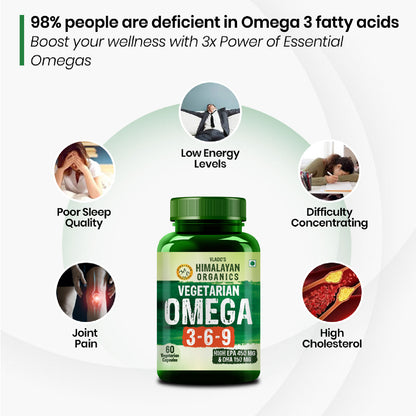 Vlado's Himalayan Organics Omega 3-6-9 Plant-Based Supplement with Flaxseed Oil – 60 Veg Capsules