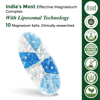 Vlado's Himalayan Organics Liposomal Magnesium Supplement 28000mg | 10 Magnesium Complex with Magnesium Citrate, Glycinate, Threonate, Oxide & More | With Vitamin D3 & B12 | High Bioavailability Formula | 60 Veg Tablets