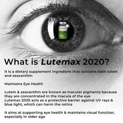 Health Veda Organics Plant Based Eye Care with Lutemax 2020 I 60 Veg Tablets I Protects from Blue Light & Improves Vision I For both for Men & Women