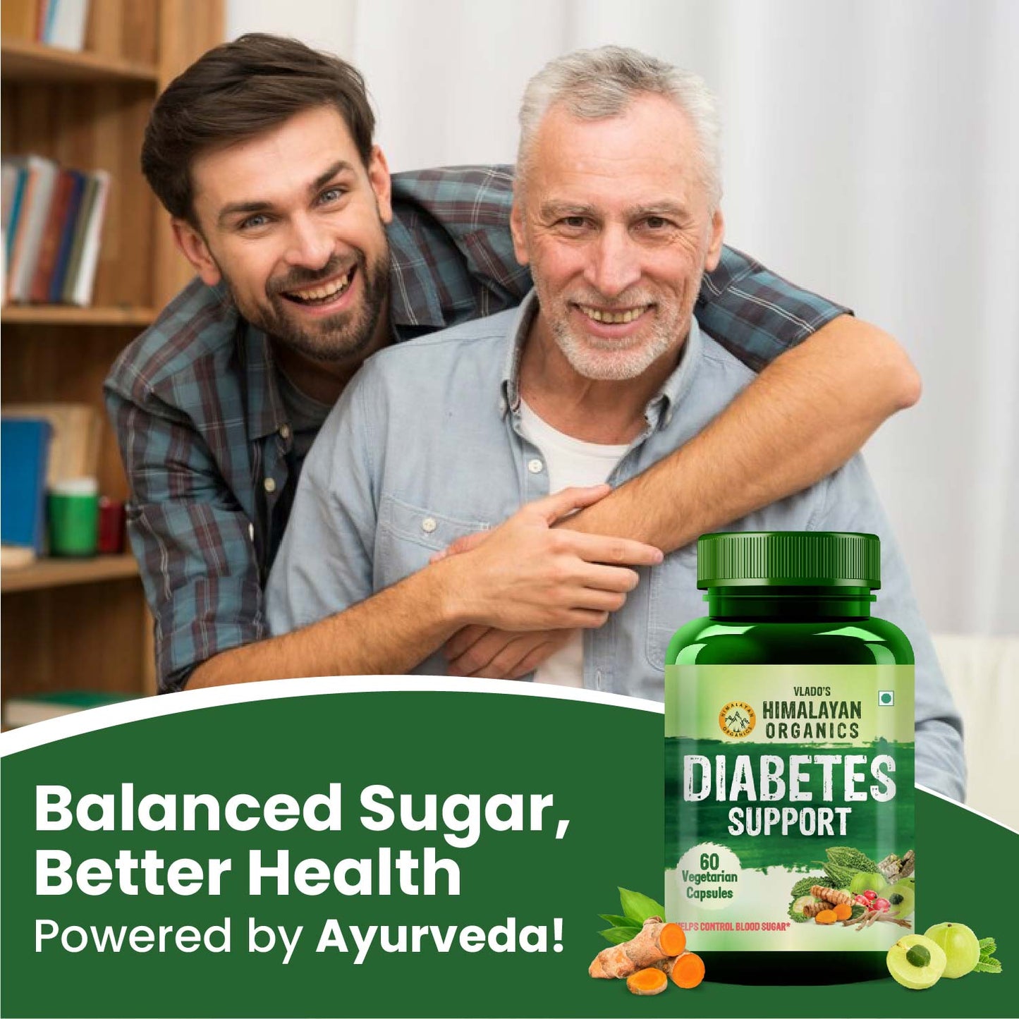 Vlado's Himalayan Organics Diabetes Support Supplement | Blend of 11 Herbal Ingredients | 100% Vegetarian | 60 Capsules