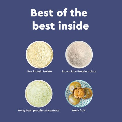 Nourish You 29g Per Serving Vanilla Plant based Protein Powder-500g | Pea, Brown Rice & Mung Bean Blend | Sweetened with Monk Fruit | No Soy, No Artificial Flavours | Superior Muscle Recovery | Gut Friendly