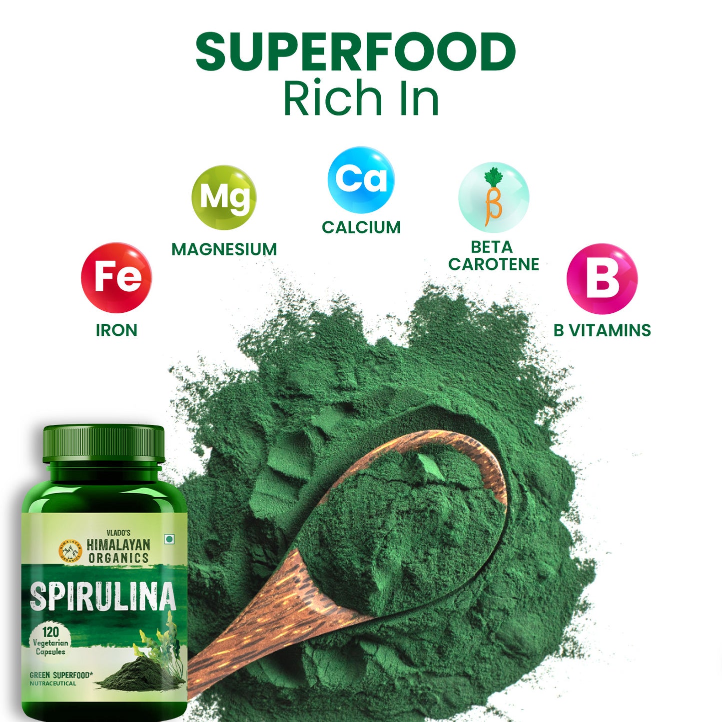 Vlado's Himalayan Organics Spirulina - 2000mg - 120 Veg Capsules