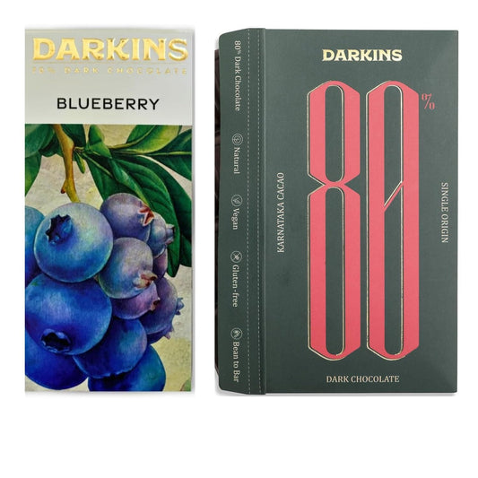 DARKINS Dark Chocolates | 70% Dark Chocolate With Blueberries | 80% Dark Chocolate Single Origin | Pack Of 2