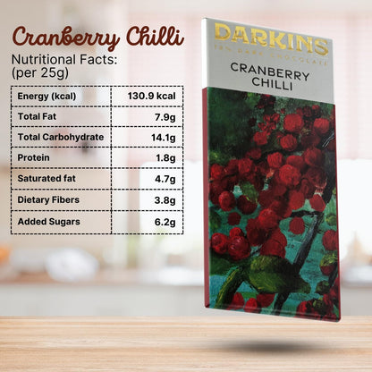 Darkins 70% Dark Chocolate With Blueberries | 70% Dark Chocolates Cranberry & Chilli (50g Each Pack of 4)