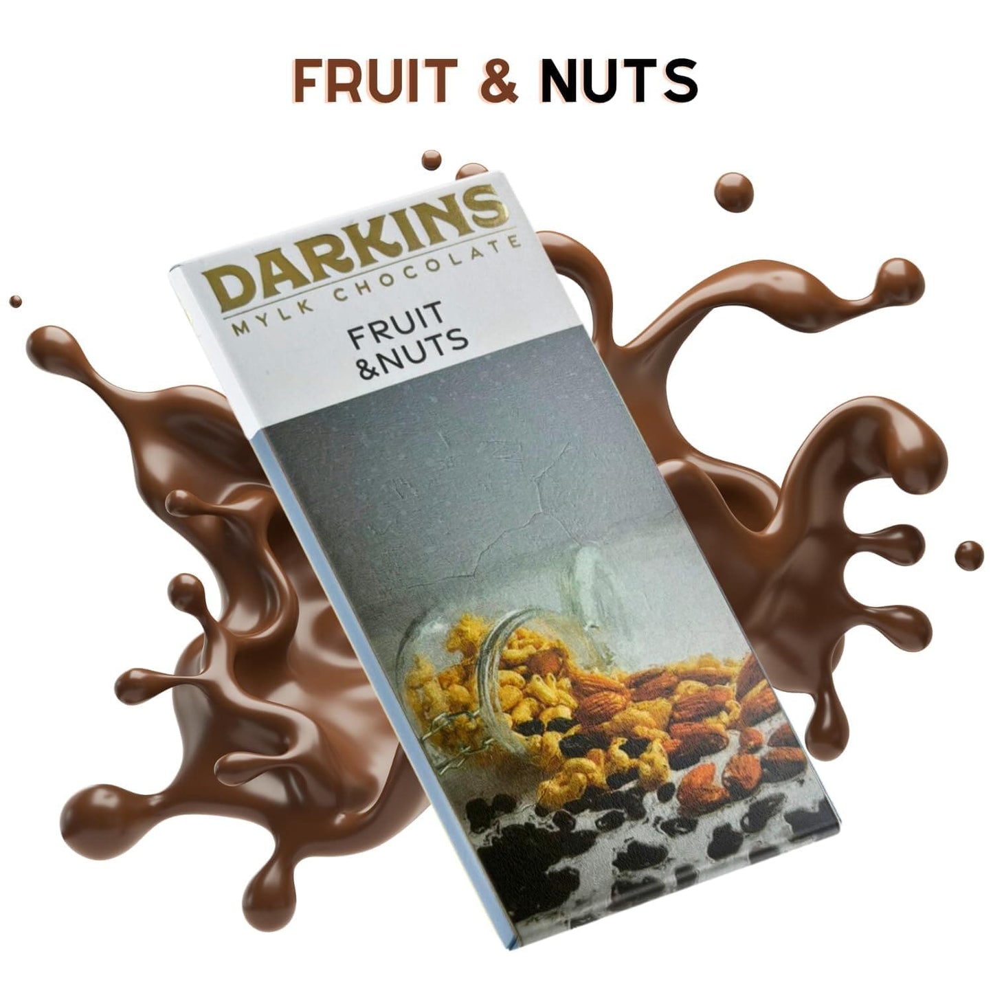 Darkins Vegan Mylk Fruit & Nuts Chocolate | Unrefined Cane Sugar | 50 Gm Each Pack Of 3