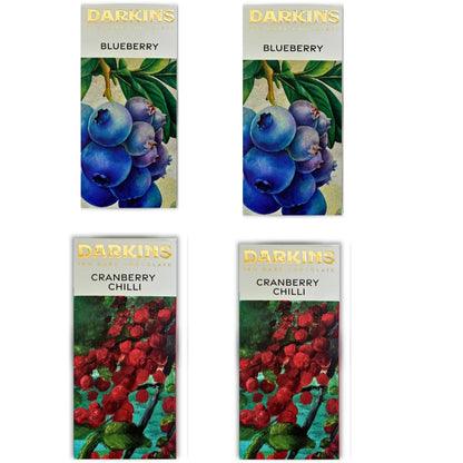 Darkins 70% Dark Chocolate With Blueberries | 70% Dark Chocolates Cranberry & Chilli (50g Each Pack of 4)