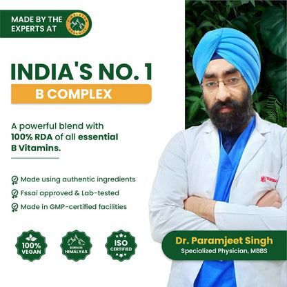 Vlado's Himalayan Organics Plant Based B Complex Vitamins B12, B1, B3, B2, B9 - 60 Veg Capsules
