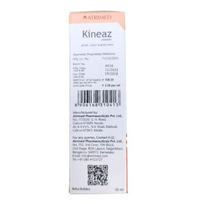 Atrimed Kineaz Pain Relief Oil – Extra Strong with Red Oil – For Muscle, Joint, Knee, Back, Body Pain & Headache – Ayurvedic, Natural, Fast-Acting, 50 ml (Pack of 3)
