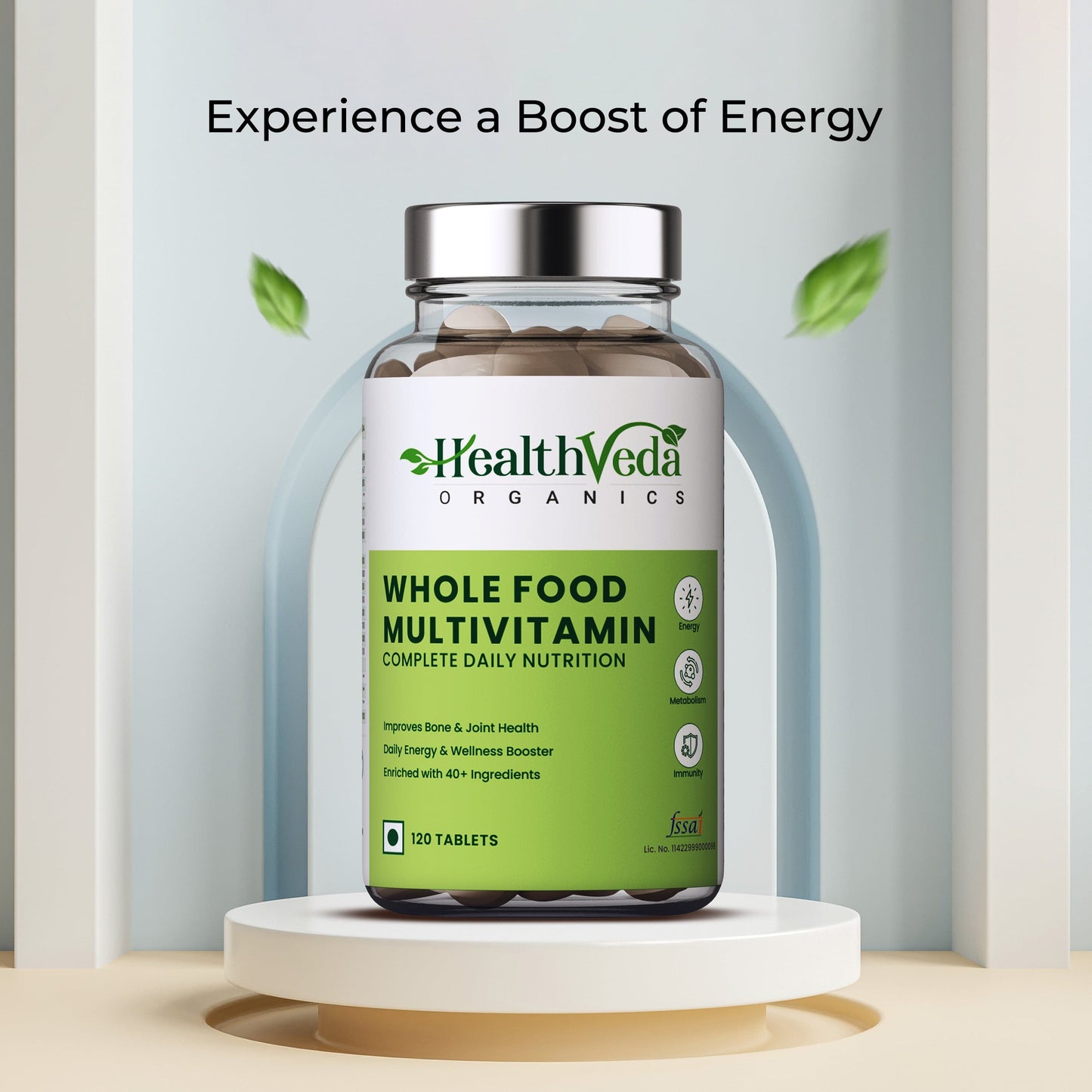 Health Veda Organics Whole Food Multivitamin with Natural Vitamins & Minerals I 120 Veg Tablets I Best for Energy, Brain, Heart & Eye Health I For both Men & Women