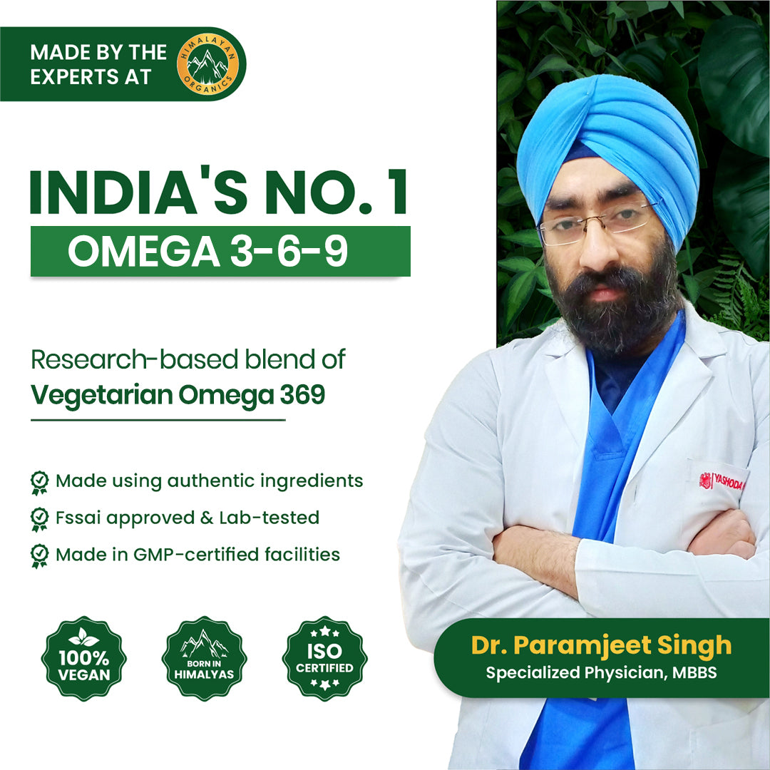 Vlado's Himalayan Organics Omega 3-6-9 Plant-Based Supplement with Flaxseed Oil – 60 Veg Capsules
