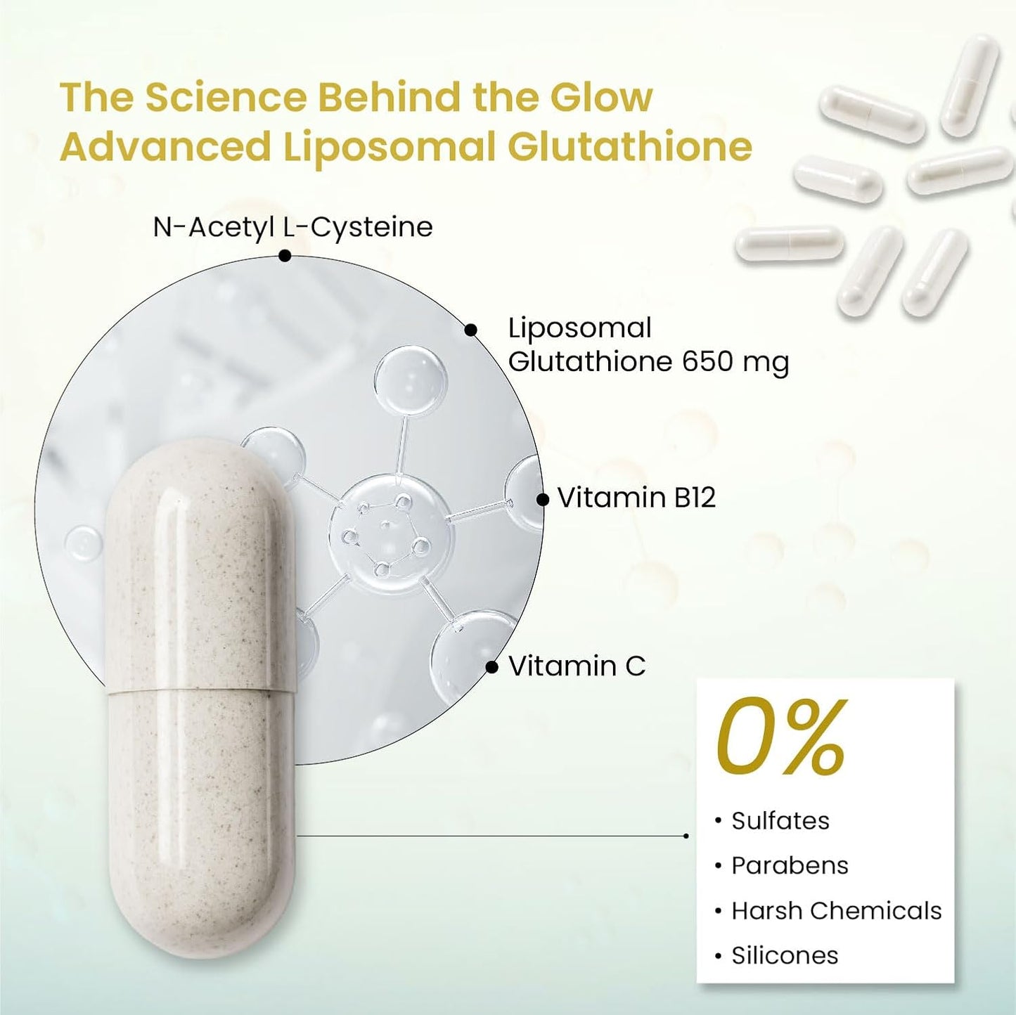 Vlado's Himalayan Organics Liposomal Glutathione 650mg+ with N-Acetyl L-Cysteine, Vitamin C & B12 | Advanced Liposomal Formula for High Absorption – 30 Veg Capsules