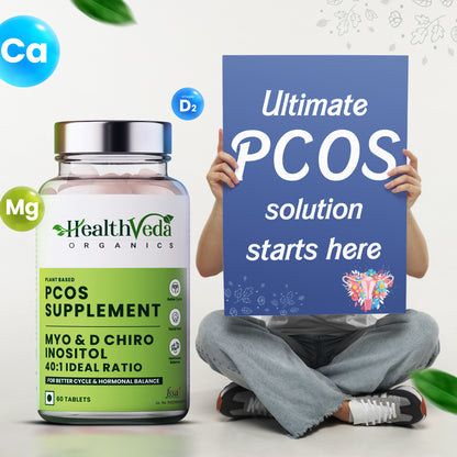 Health Veda Organics Plant Based PCOS Multivitamin with Myo-Inositol, Alpha Lipoic Acid I 60 Veg Tablets I Regularize Menstrual Cycle, Balance Hormonal Levels & Reduces Acne I For Women