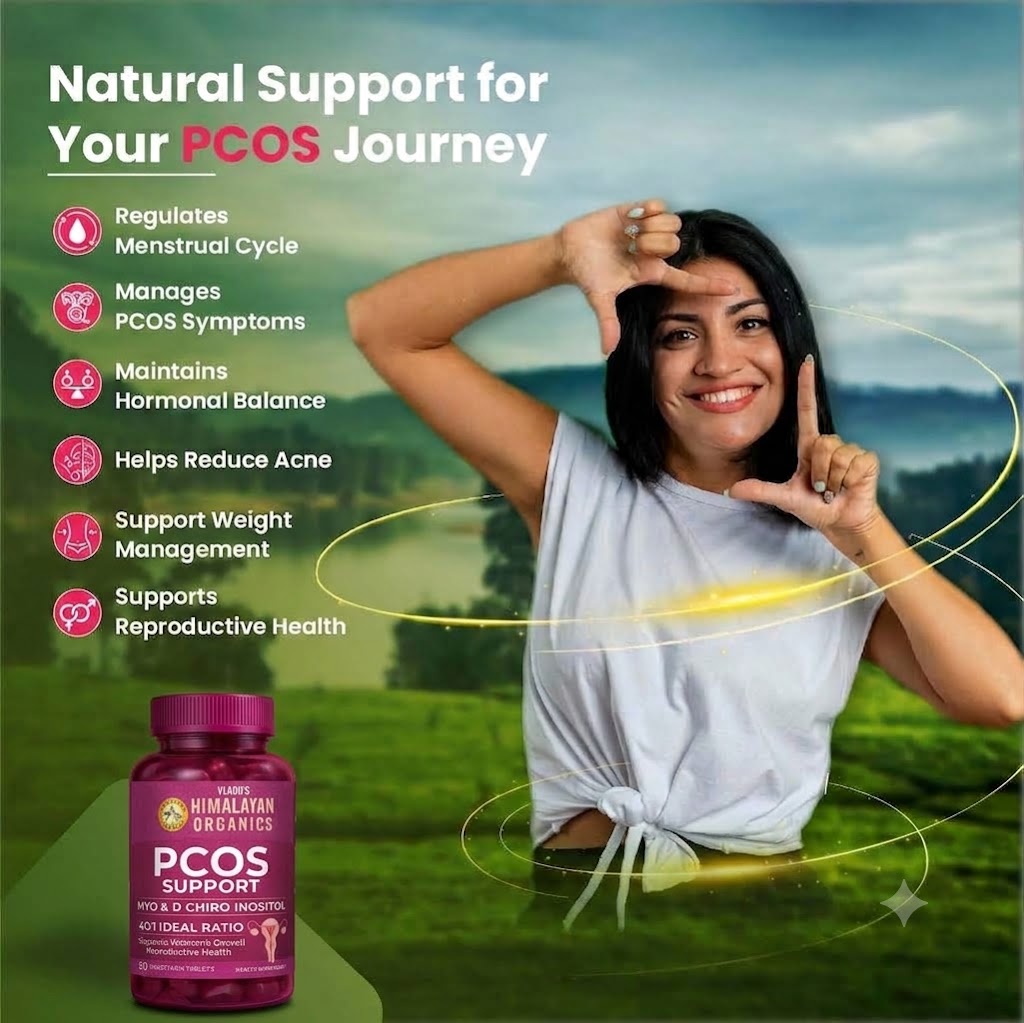Vlado’s Himalayan Organics Plant-Based PCOS Support Supplement for Women with Myo-Inositol & D-Chiro-Inositol 40:1 Ratio – 60 Veg Tablets