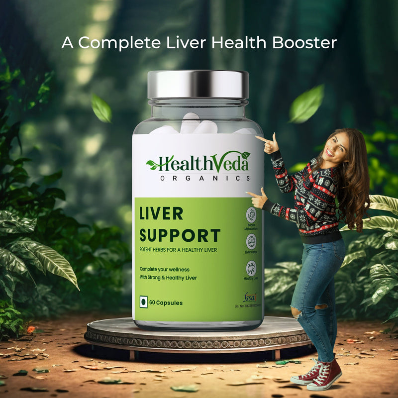 Health Veda Organics Plant Based Liver Support Supplements - 60 Veg Capsules