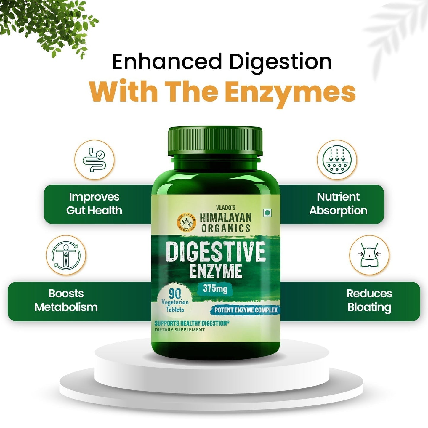 Vlado's Himalayan Organics Digestive Enzyme for Healthy Digestion- 90 Veg Tablets