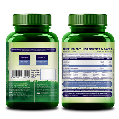 Vlado's Himalayan Organics Probiotics Supplement 50 Billion CFU with Prebiotics 150mg | 20 Strains | Plant-Based Formula | 60 Veg Capsules
