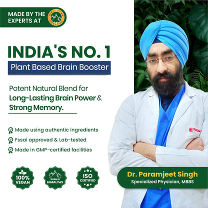 Vlado's Himalayan Organics Plant-Based Brain Support Supplement with Ginkgo Biloba & Brahmi – 60 Veg Capsules