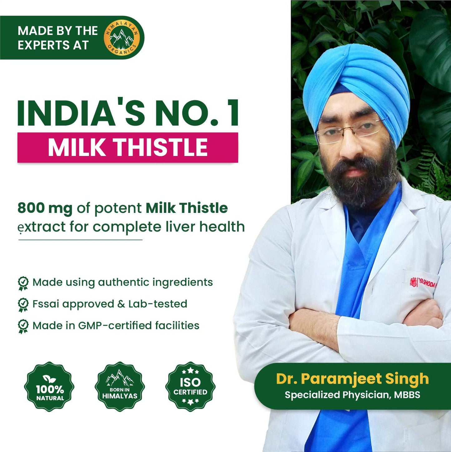 Vlado's Himalayan Organics Milk Thistle Extract Silymarin 800mg/Serve - 120 Veg Capsules