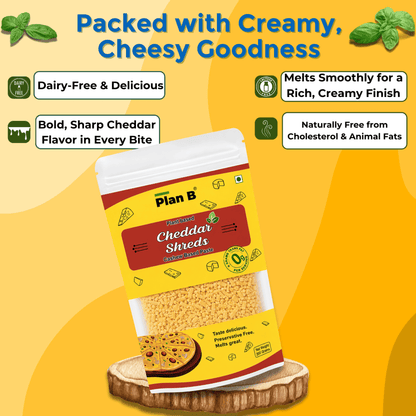 Plan B  Cheddar Shreds (200g) | Plant-Based, Dairy-Free, Lactose-Free, Gluten-Free | Melts Easily | Ideal for Pizza, Pasta & Sandwiches
