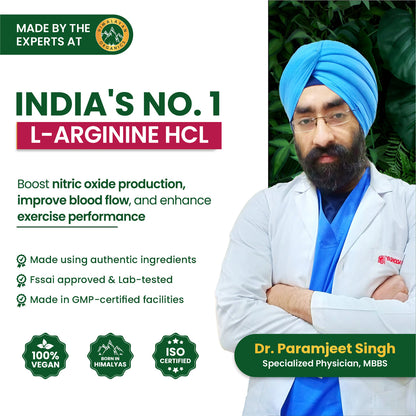 Vlado's Himalayan Organics L-Arginine 1000 mg with Chromium Picolinate | 120 Veg Capsules | Plant-Based Supplement for Daily Wellness