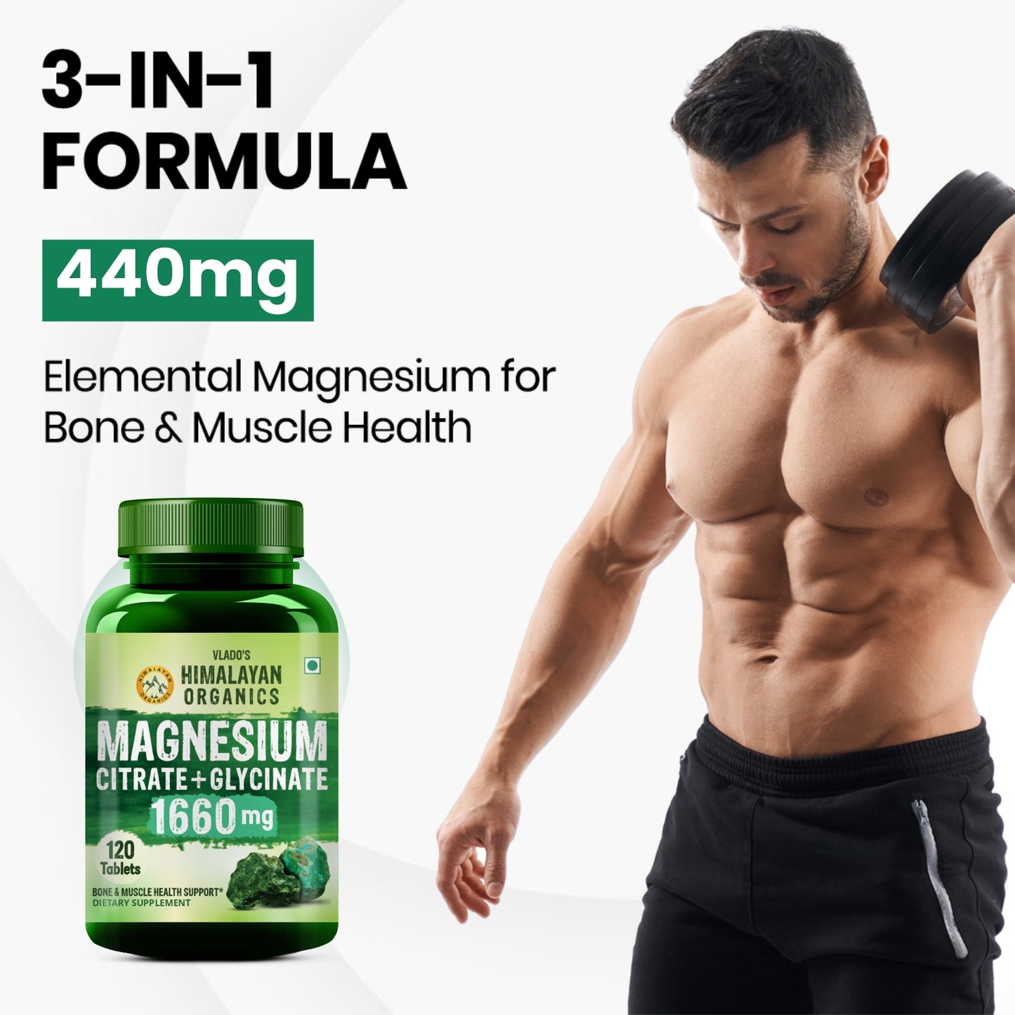 Vlado's Himalayan Organics Magnesium Complex Supplement | 1660mg- 120 Veg Tablets