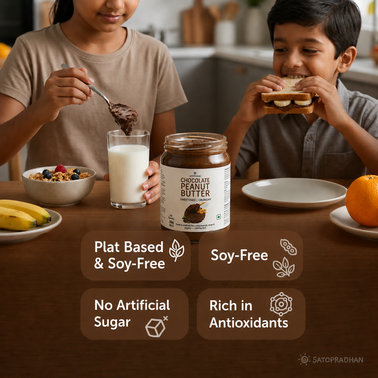 Dark Chocolate Peanut Butter 500g - Crunchy & Sweetened with Jaggery - Healthy Chocolate Spread