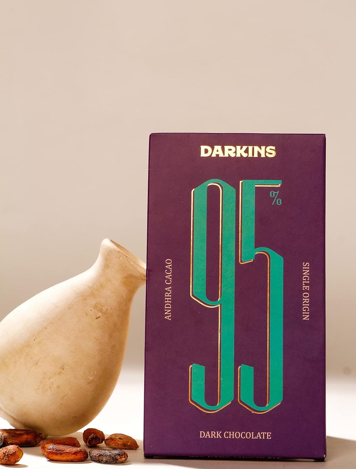 DARKINS 95% Dark Chocolate Single Origin | 95% Dark Andhra Cacao | 65 GM Each Pack of 2