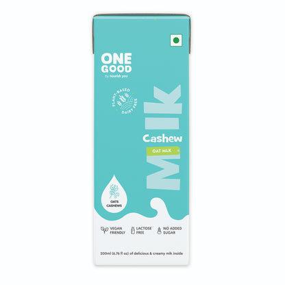 One Good by Nourish You's Sugar free Cashew Oat Plant Based Mlk - 4000ml | Lactose-Free | Gut-Friendly 200ml x Pack of 20