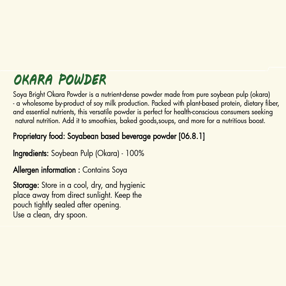 Soya Bright Okara Powder 195g | Soybean Pulp Powder | Gluten Free
