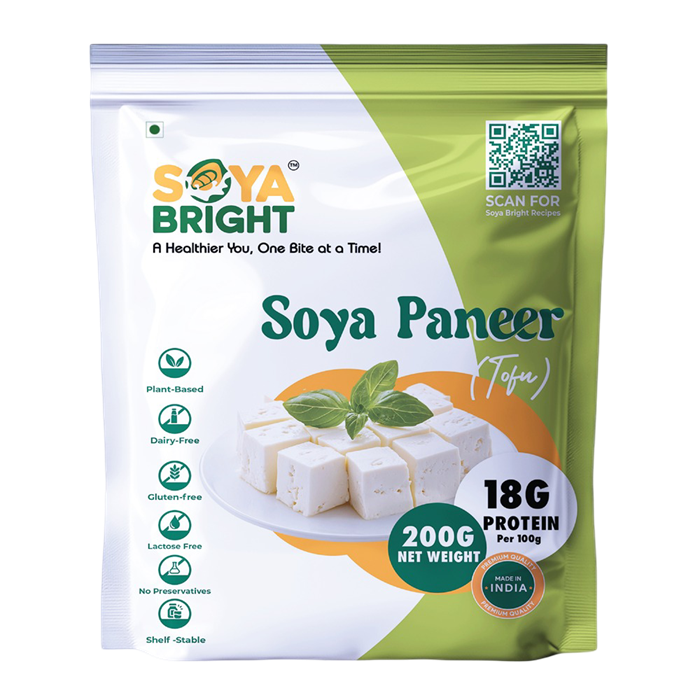 Soya Bright Soya Paneer (Tofu) 200g (Pack of 4) | Dairy Free | Gluten Free