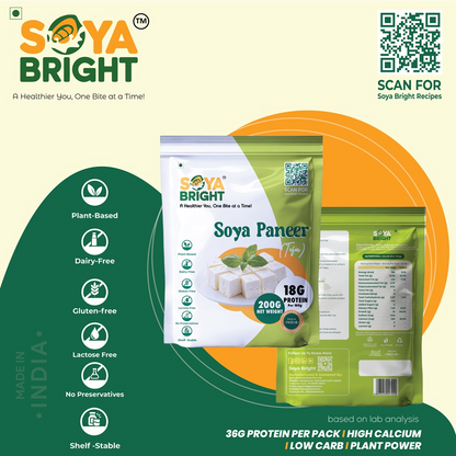 Soya Bright Soya Paneer (Tofu) 200g (Pack of 2) | Dairy Free | Lactose Free