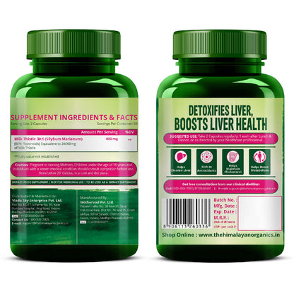 Vlado's Himalayan Organics Milk Thistle Extract Silymarin 800mg/Serve - 120 Veg Capsules