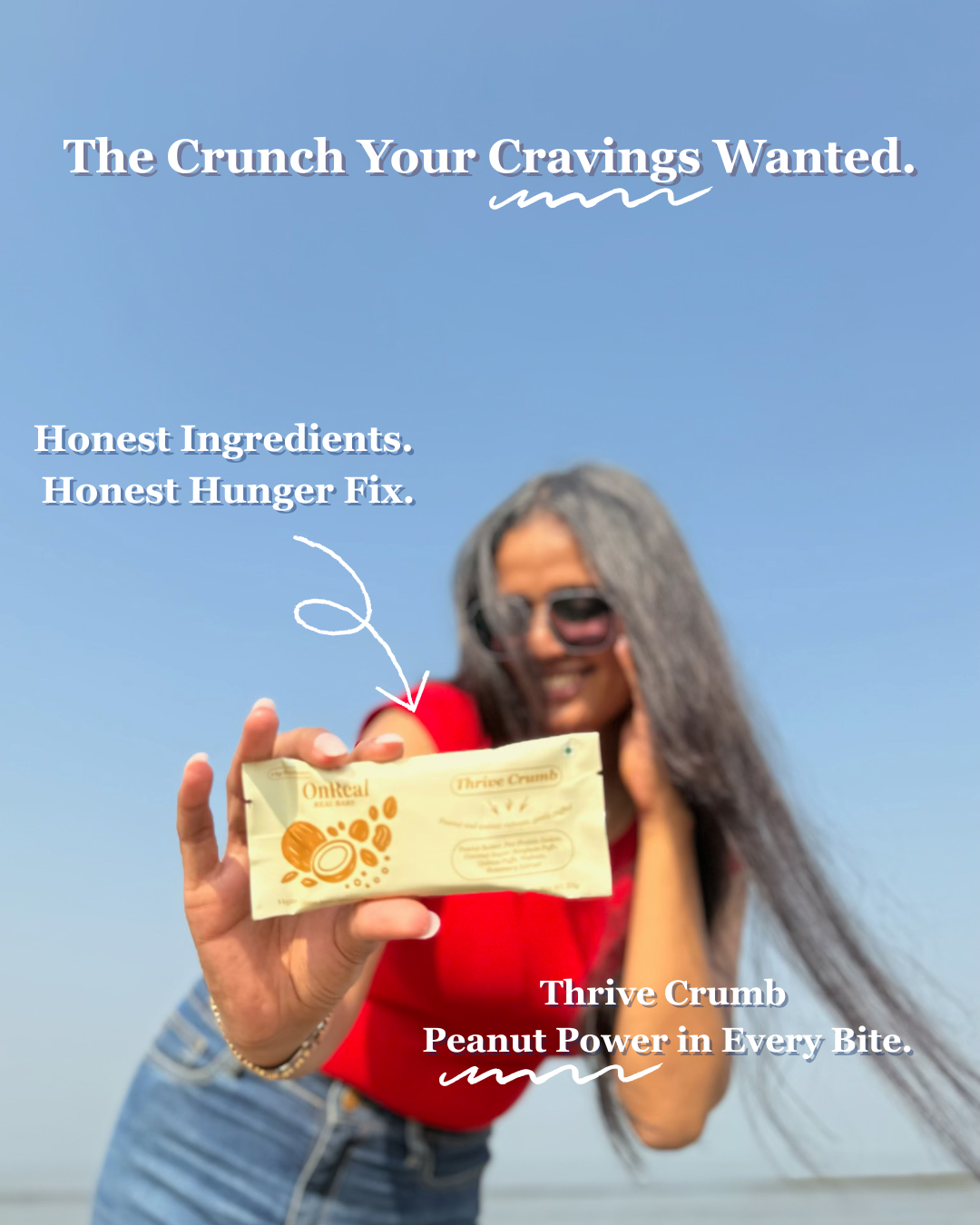 OnReal Thrive Crumb Plant-Based Protein Bars (Pack of 6 x 55g Each) | 15g Protein, No Refined Sugar, High Fiber | Peanut Butter & Walnut Bar | Made with Jowar & Quinoa Puffs | Vegan, Gluten-Free | Clean Label Snack