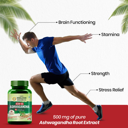 Vlado's Himalayan Organics KSM - 66 Ashwagandha 1000Mg I KSM-66 I Boost Energy, Strength, Stamina | Helps Anxiety & Stress Relief For Men & Women (60 Capsules)