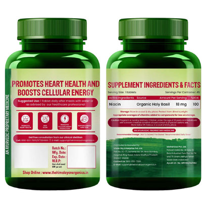 Vlado's Himalayan Organics Organic Niacin (Vitamin B3) Tablets | 18 mg per Serving | 45 Veg Tablets