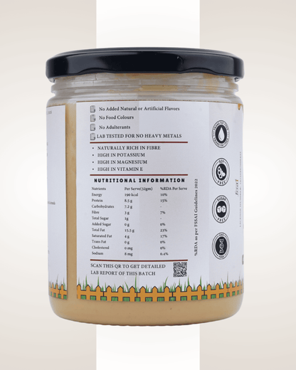 Nutri Yard Natural Peanut Butter Creamy 1kg Unsweetened (Pack of 2 - 500g each)