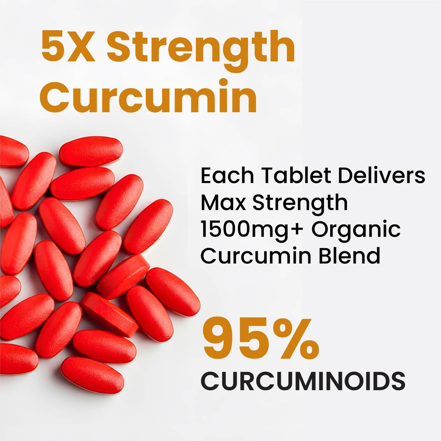 Vlado's Himalayan Organics Organic Curcumin Tablets with Black Pepper & 95% Curcuminoids | 1500+ mg per Serving | 60 Veg Tablets