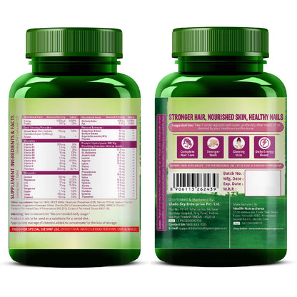 Vlado's Himalayan Organics Biotin 10,000 mcg Supplement with Keratin, Amino Acids & Multivitamin - 120 Veg Tablets